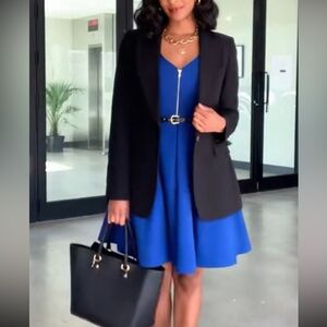 Cobalt blue sleeveless a-line dress